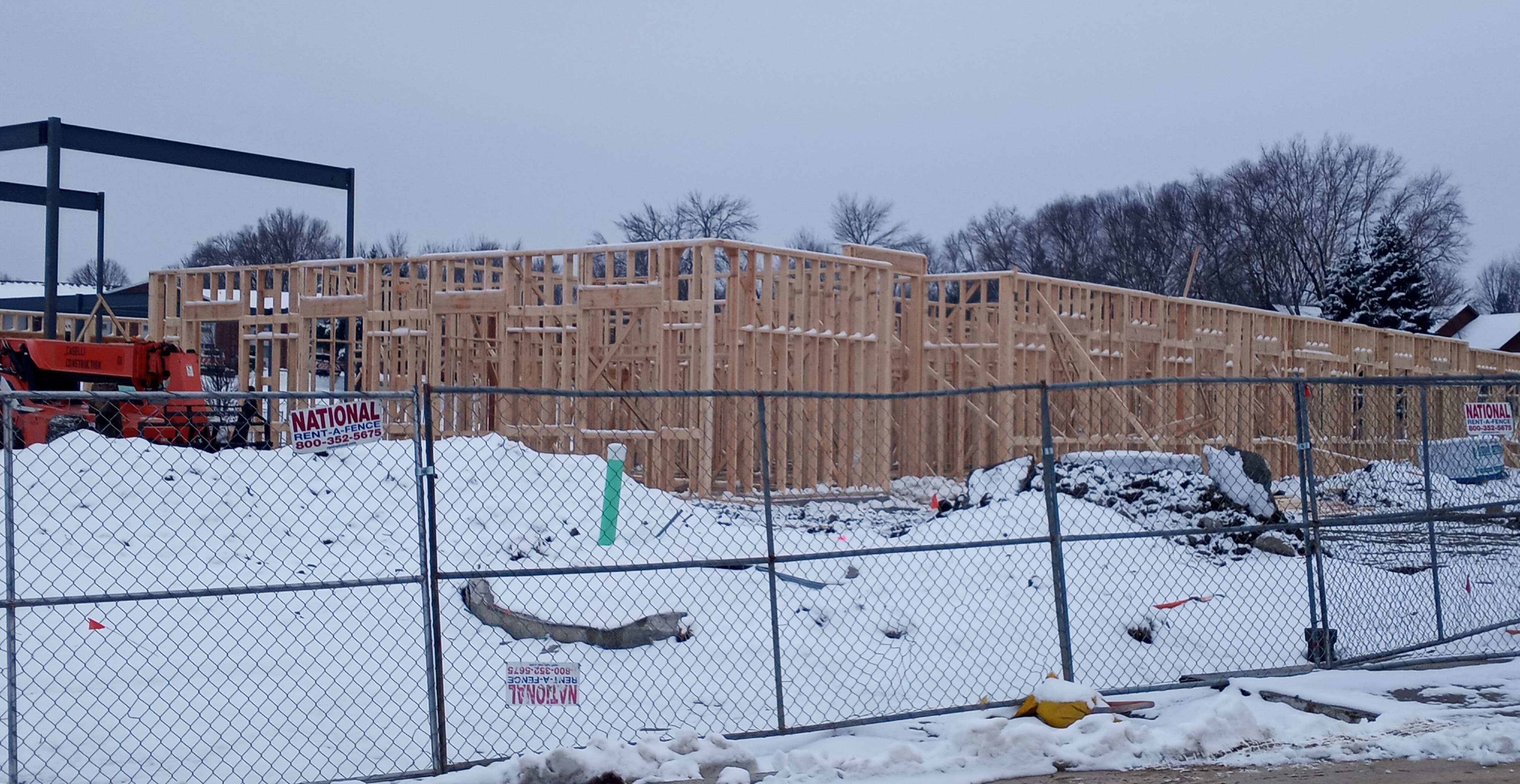 North building view of frame work