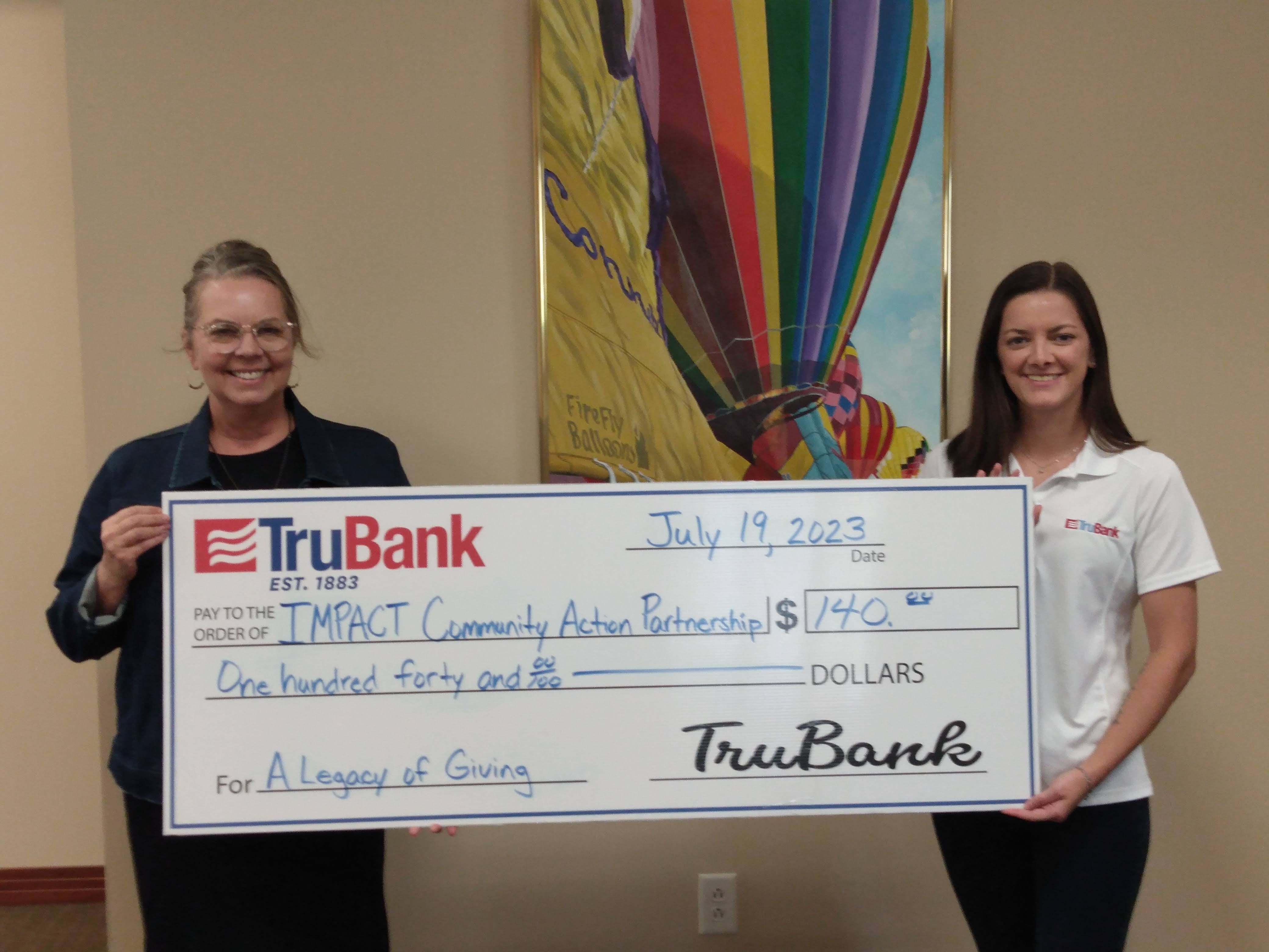 TruBank donates to Impact Community Action Partnership