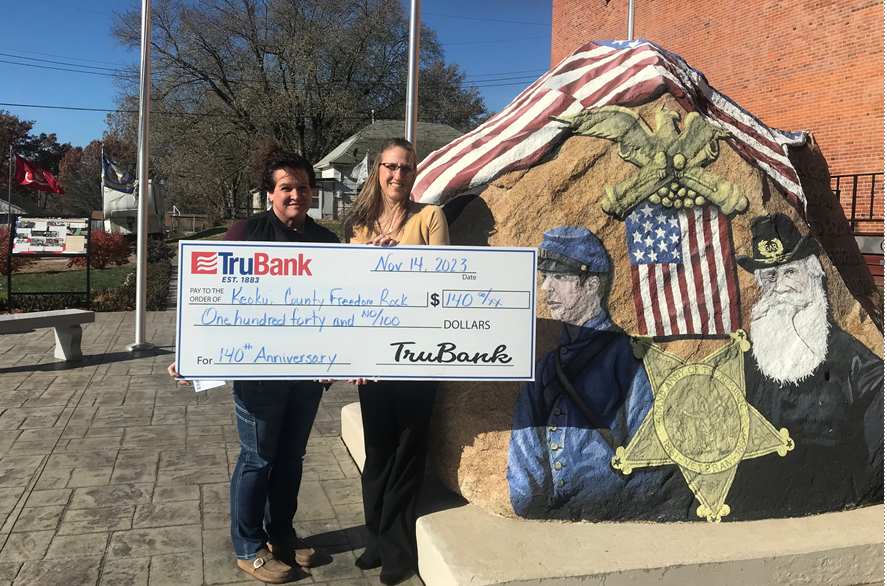 Carrie Mercer donates to Keokuk County Freedom Rock