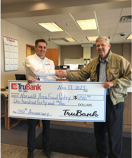 TruBank donates to Norwalk Area Food Pantry